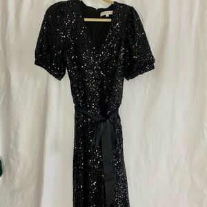 LOFT Black Sequin Jumpsuit